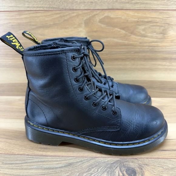 Dr Martens Kids Youth Size 3 Black Leather Combat Boots 1460 - Picture 1 of 11